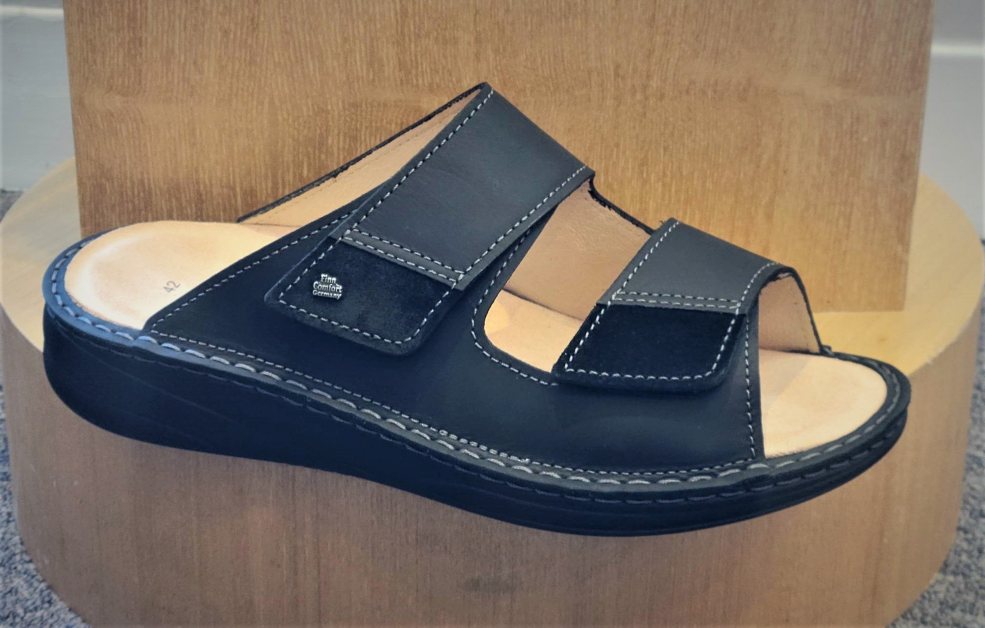 Finn Comfort Sandali Uomo/Donna Con Plantare Intercambiabile – Pelle, Chiusura A Velcro, Forma Classic